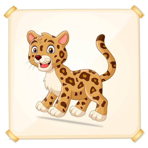 Cartoon luipaard in een frame met een frame