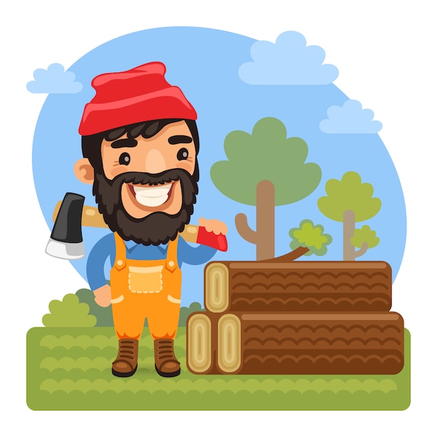 Cartoon Lumberjack with Axe