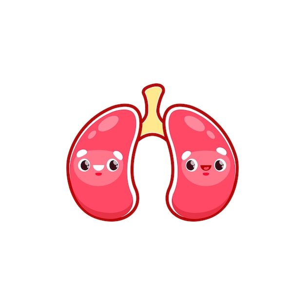Vettore cartoon polmoni umano organo del corpo polmonare carattere