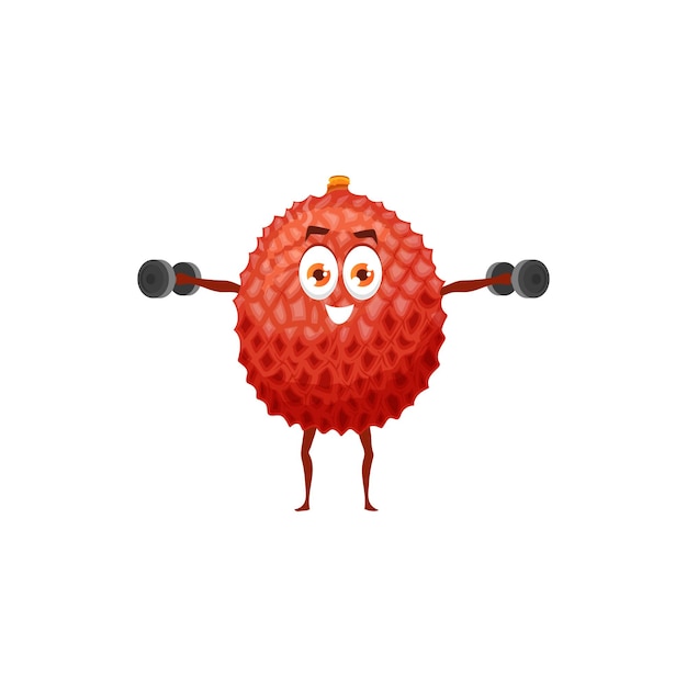 Cartoon lychee fruit sportsman character with face
