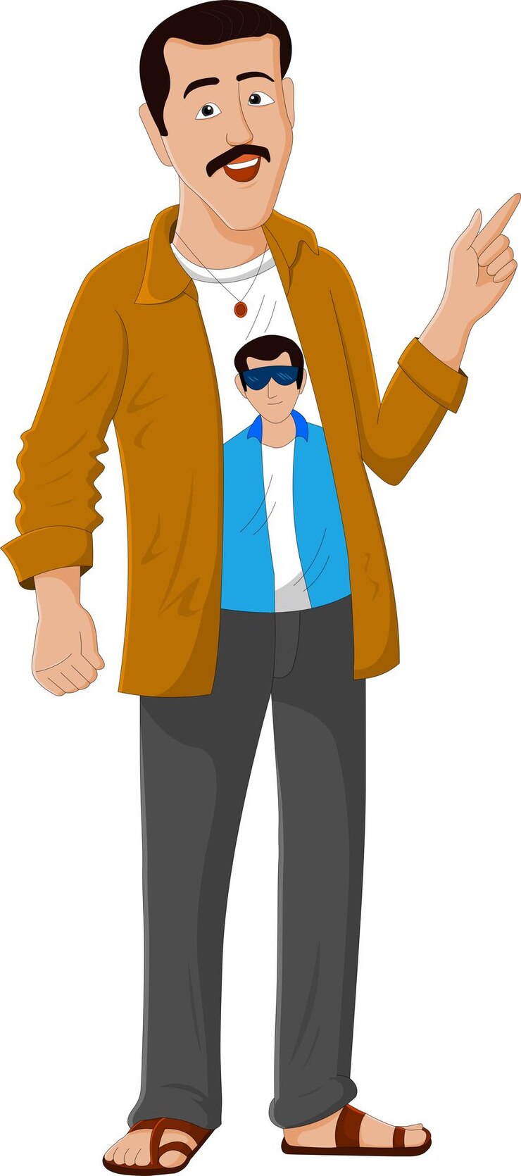 वेक्टर cartoon ma indian auto wala with brown shirt