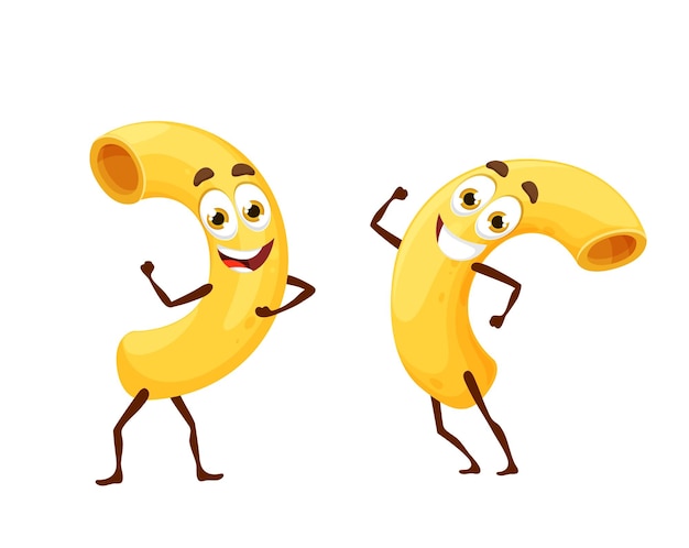 Vector cartoon maccheroni pasta characters dancing