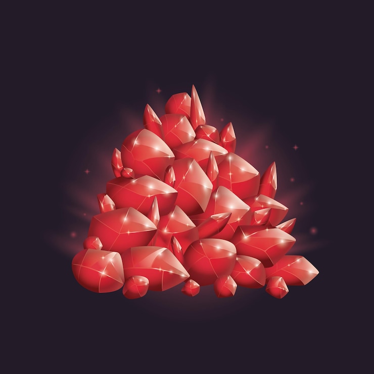 Vector cartoon magic gems and natural minerals trophy game assets vector illustration