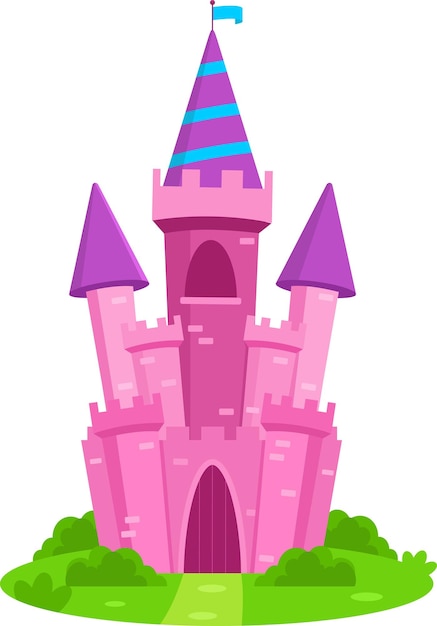 Vector cartoon magic princess castle vector illustration flat design