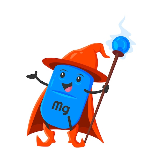 Cartoon magnesium mineral micronutrient wizard