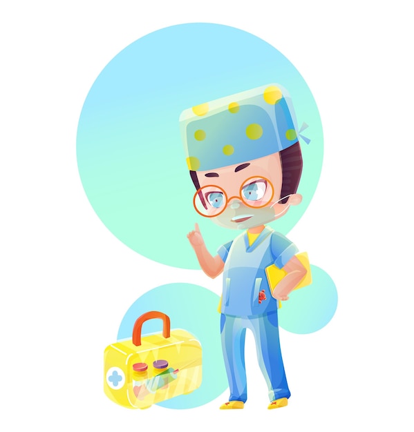 Cartoon male doctor character with yellow file