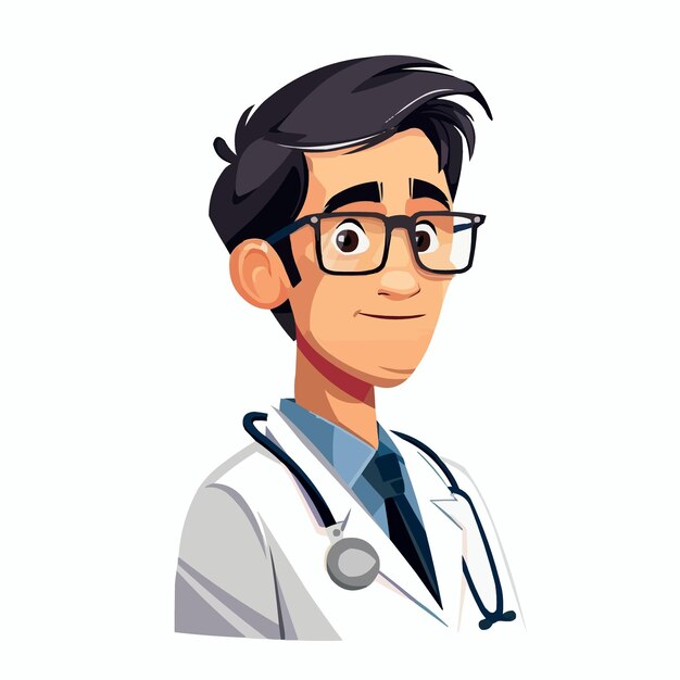 a cartoon male doctor with a stethoscope