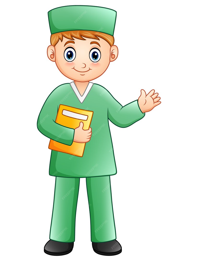 Premium Vector | Cartoon male nurse waving hand