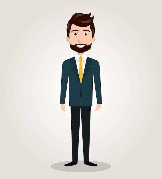 cartoon male standing human resources design icon