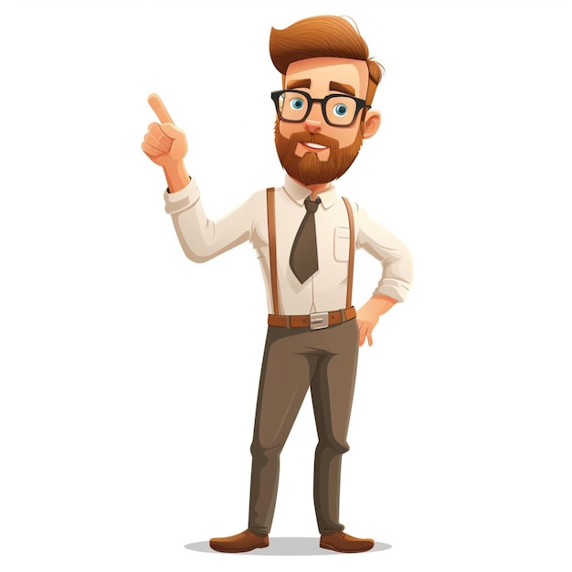 Vector cartoon male teacher in presenting pose 3