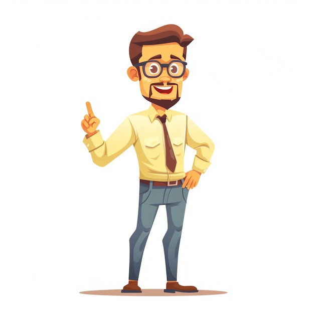 Vector cartoon male teacher in presenting pose 79