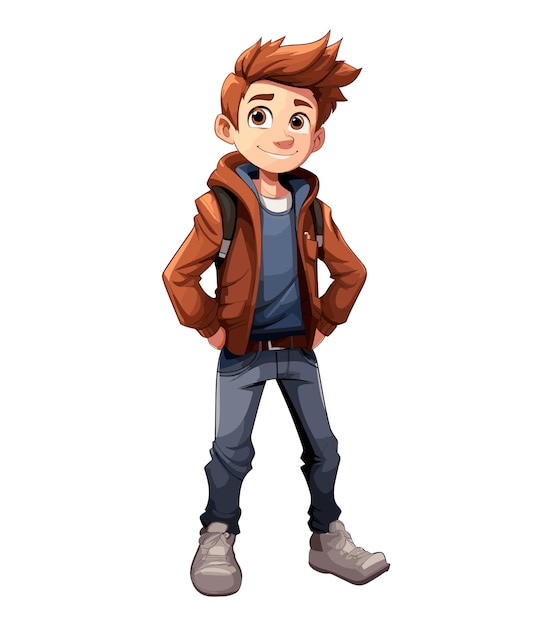 Cartoon male teenager character vector illustration