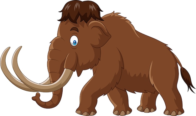 Vector cartoon mammoth isolated on white background