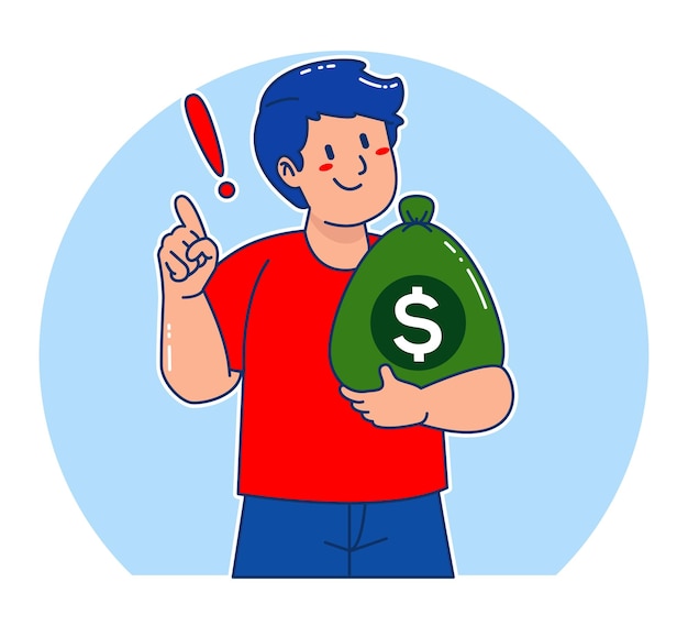 Cartoon man carrying sack of money