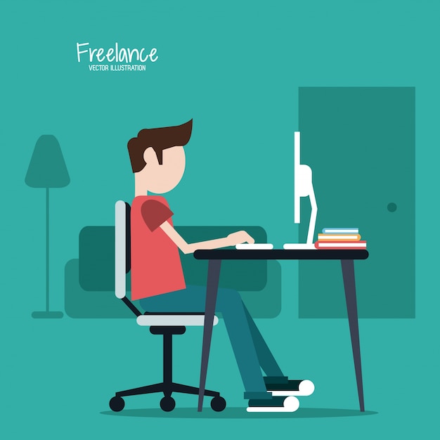 Vector cartoon man and freelance