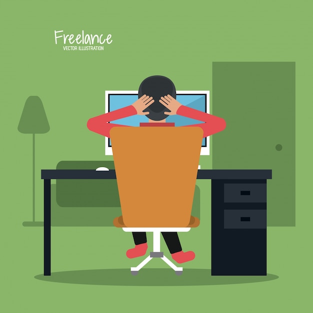 Vector cartoon man and freelance