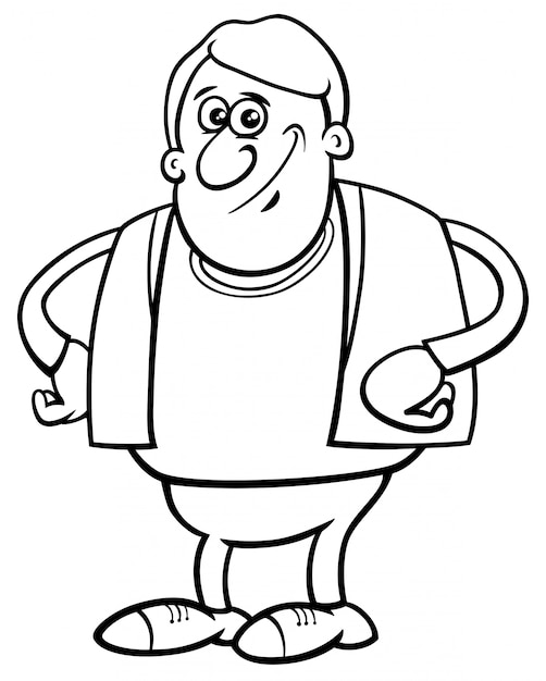 Premium Vector | Cartoon man funny character coloring book