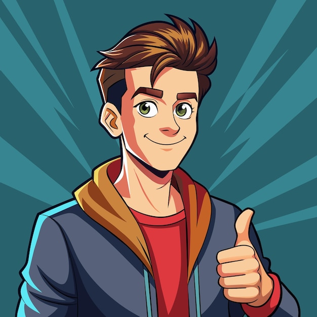a cartoon of a man giving a thumbs up sign