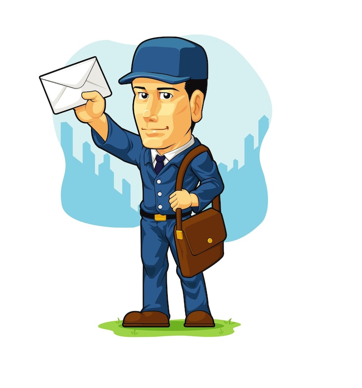 वेक्टर a cartoon of a man holding an envelope with the letter r on it