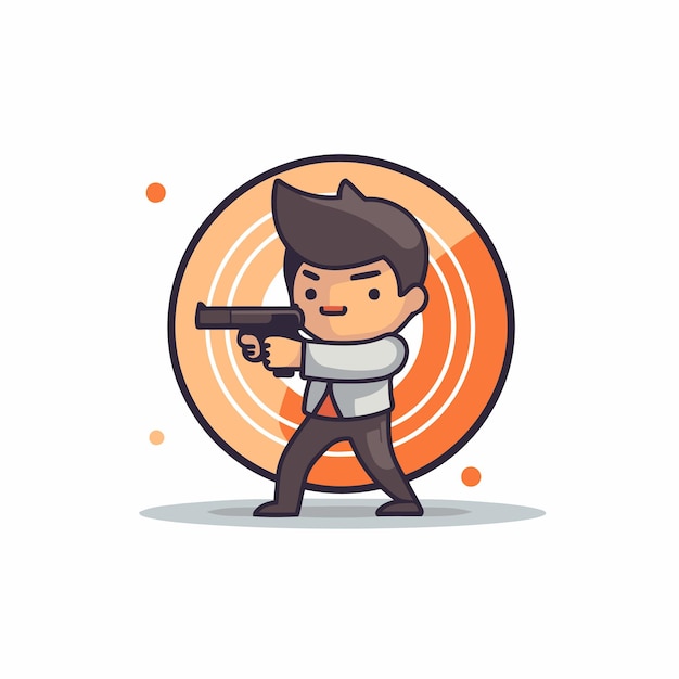 Cartoon man met een pistool in zijn hand Vector illustratie