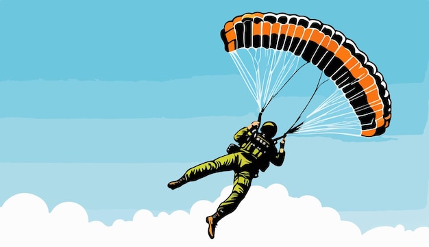 Vector a cartoon of a man in a parachute