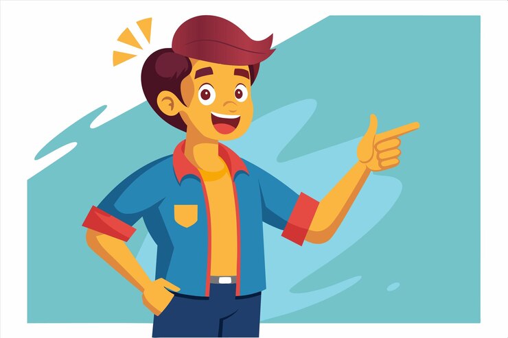 वेक्टर a cartoon man pointing at a finger pointing at a finger pointing