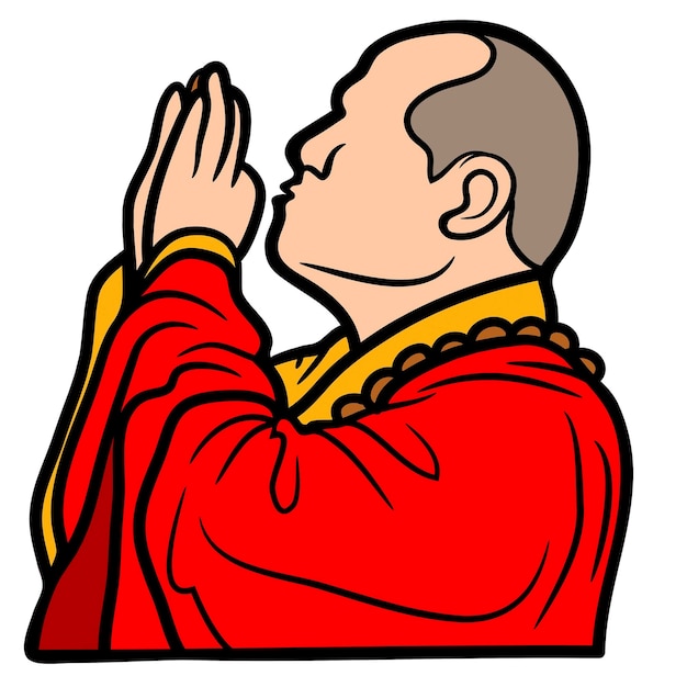 Vector a cartoon of a man in a red robe is praying