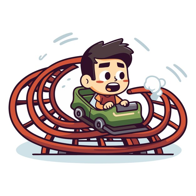 Vector cartoon man rijden op een toboggan vector clip art illustratie