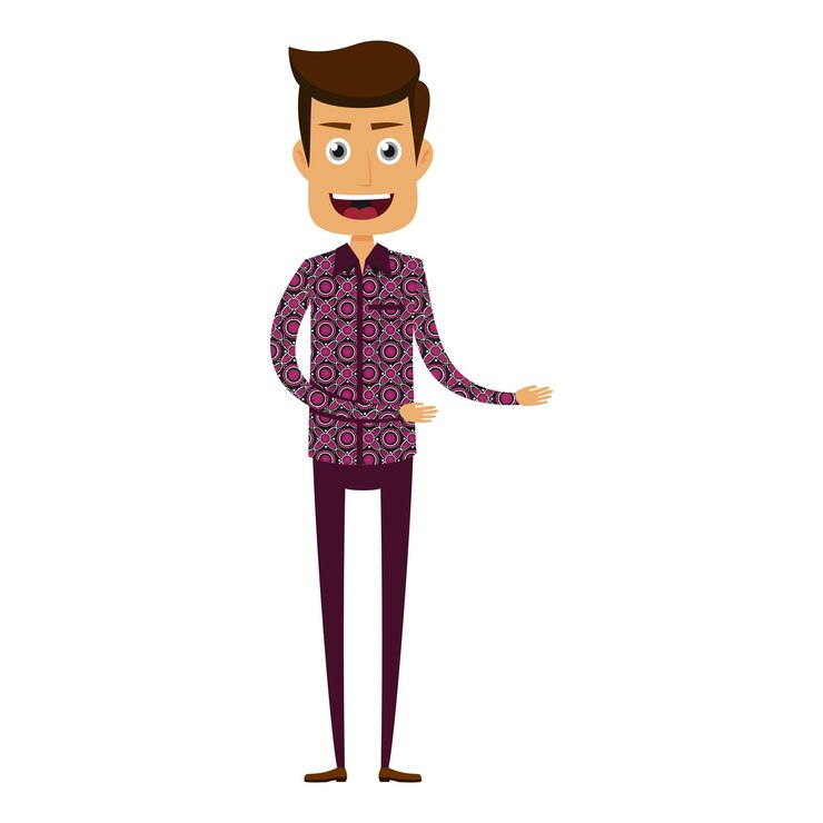 वेक्टर cartoon man wearing batik shirt 2
