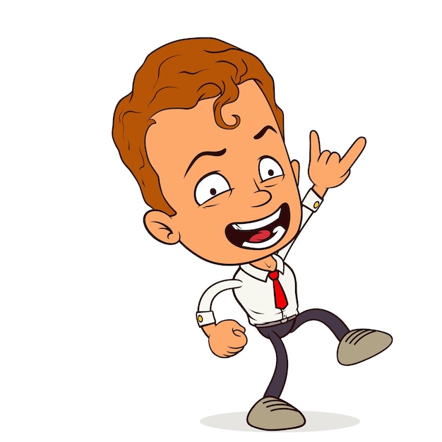 a cartoon of a man wearing a shirt and tie with a hand pointing up