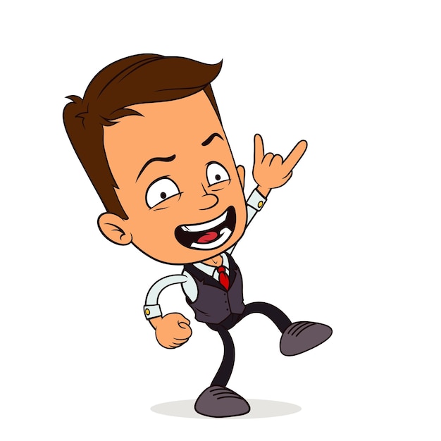 a cartoon of a man wearing a suit and tie with a shirt that says  hes a boss