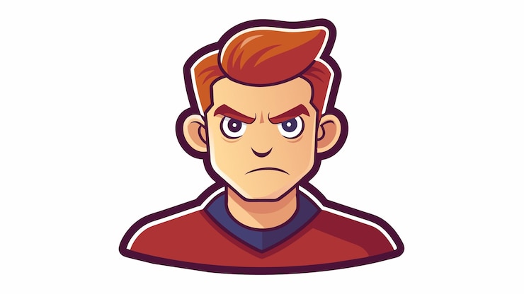 Vector a cartoon man with a angry expression