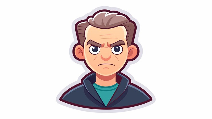 Vector a cartoon man with a angry face