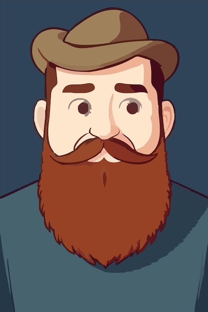 Vector a cartoon of a man with a beard and a blue background