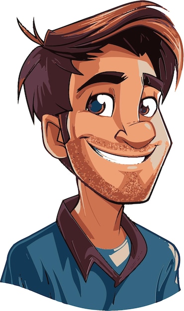a cartoon of a man with a big smile
