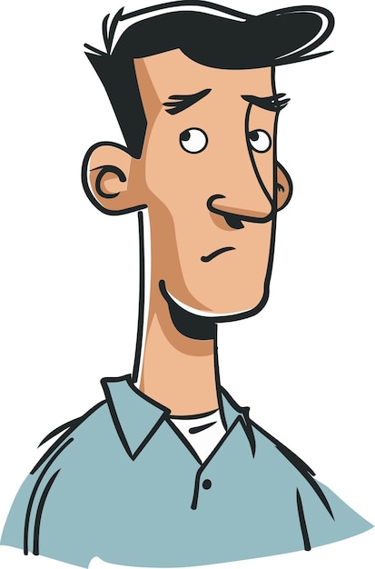 a cartoon man with a blue shirt and a white shirt that says  a man