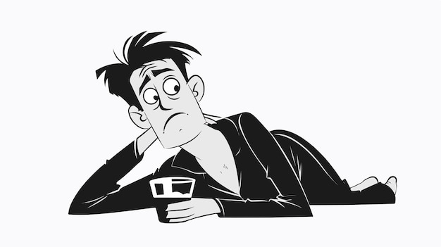 コーヒーのカップを持った男の漫画