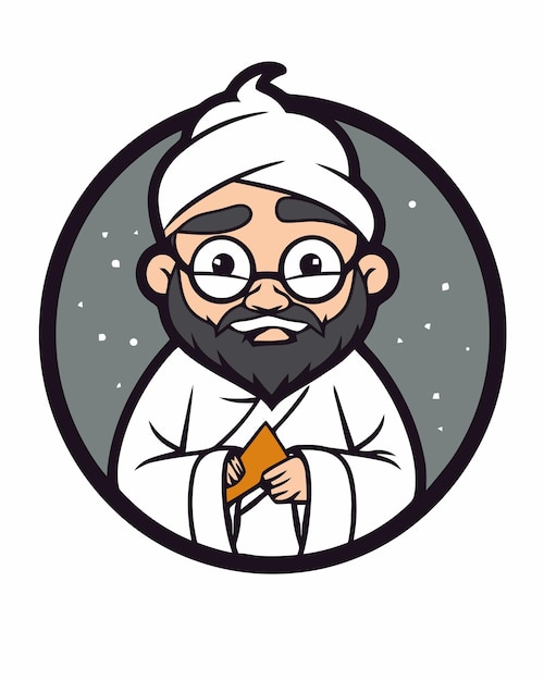 Vector cartoon man with glasses and a beard.