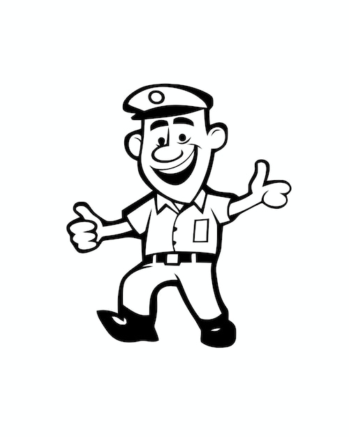 A cartoon man with a postman on his cap.