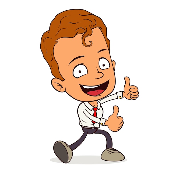 a cartoon of a man with a shirt that says thumbs up