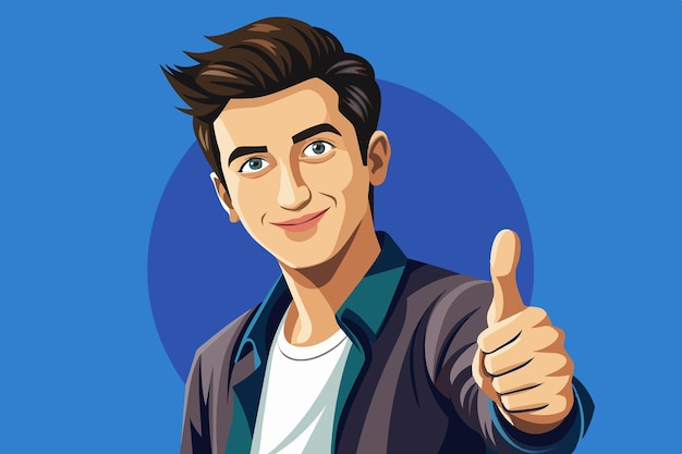 a cartoon man with a thumbs up sign