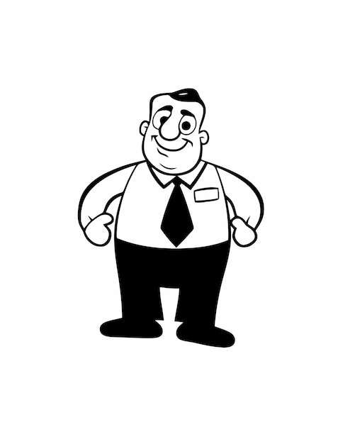 「ボス」と書かれたネクタイとシャツを着た漫画の男