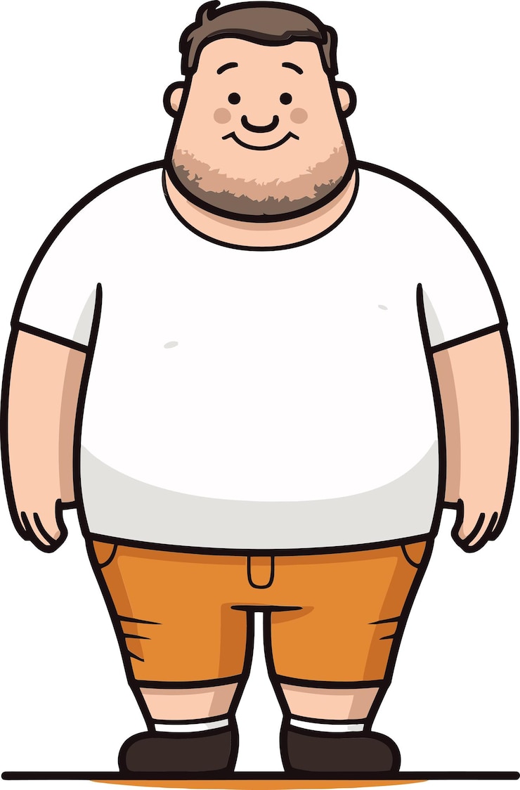 Vector 白いシャツを着た漫画の男と大きな太った男