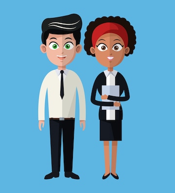 Premium Vector | Cartoon man and woman working business team Premium Vector | Cartoon man and woman working business team