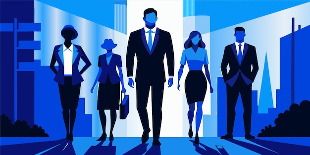 Vector a cartoon of a man and women in suits and hats