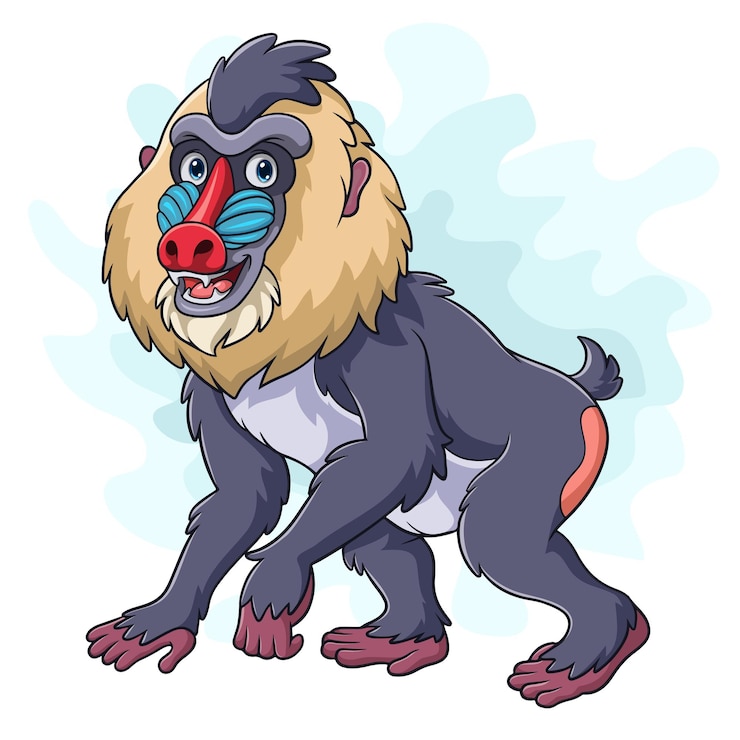 वेक्टर cartoon mandrill monkey on white background