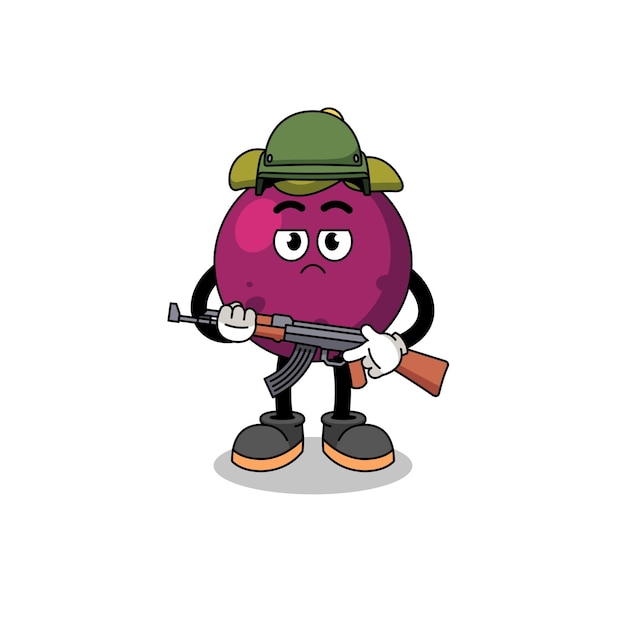 Cartoon of mangosteen soldier character design