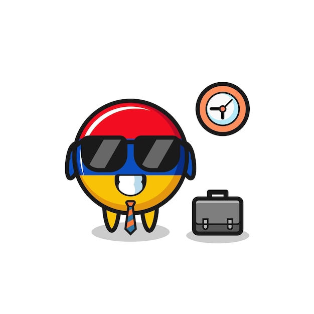 Vector cartoon mascot of armenia flag as a businessman