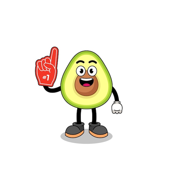 Cartoon mascot of avocado number 1 fans character design