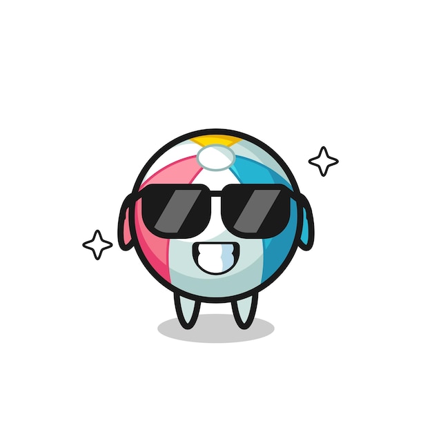 Cartoon mascot of beach ball with cool gesture